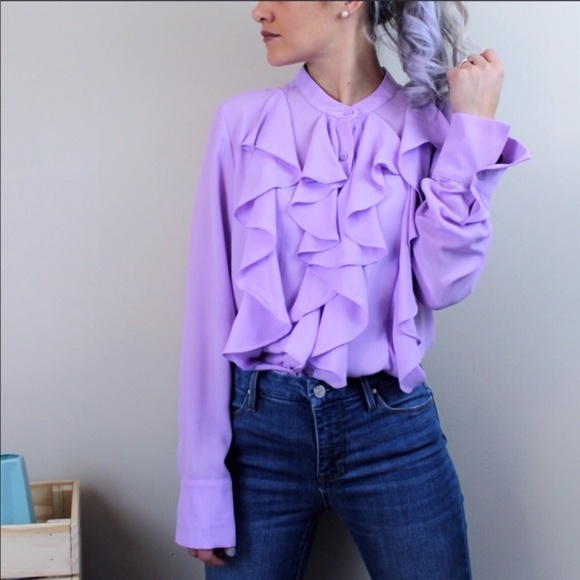 Luxe Moda Lavender Ruffle Blouse - Picture 1 of 6